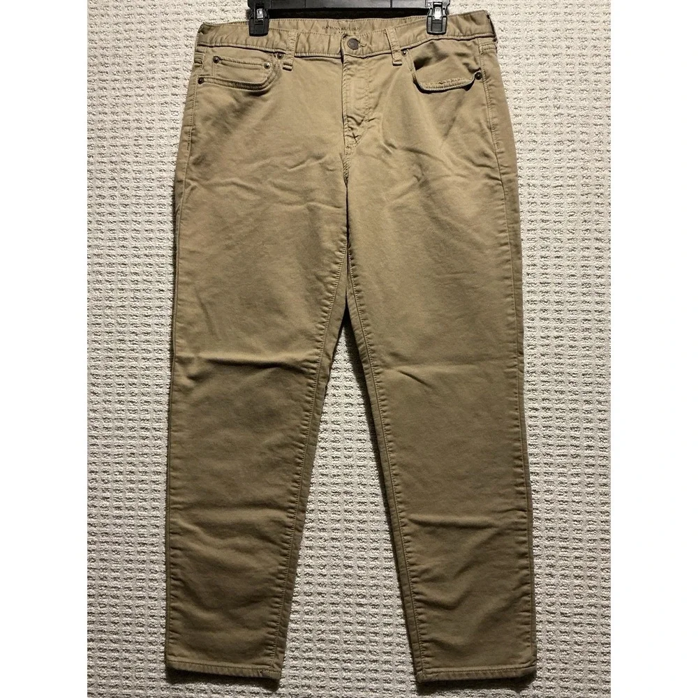 Banana Republic Travel Jean Khaki Tan Straight Leg 34x30 Athletic Fit